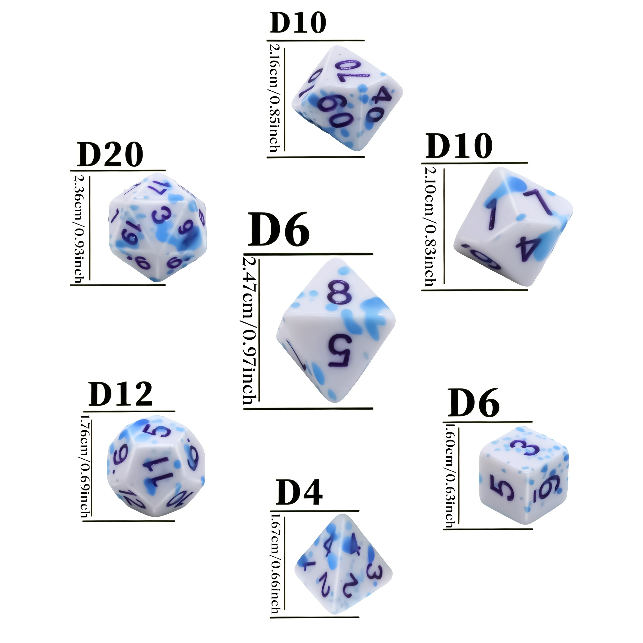 7pcs Glow-In-The-Dark Multi-Sided Game Dice Set